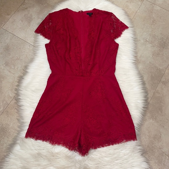 NBD Azealia Cherry Bomb Lace Romper - Picture 7 of 12